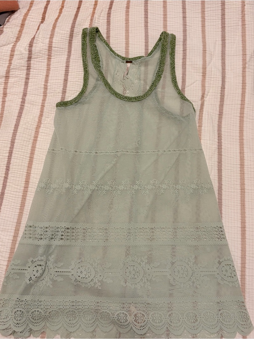 Free people green Lace-Trim Tank